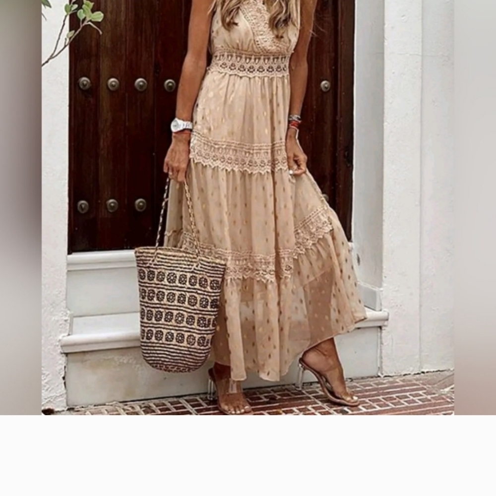 Charlie Charlie Charlotte Sleeveless Tiered Empire waist Maxi Dress Size L